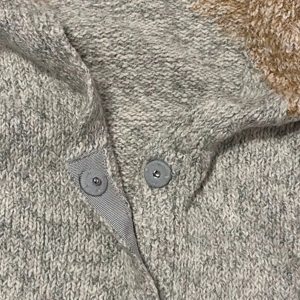 Cabi Women’s Snap Cardigan Sweater Tan/Gray Tilt Diagonal Color Block Medium  #3